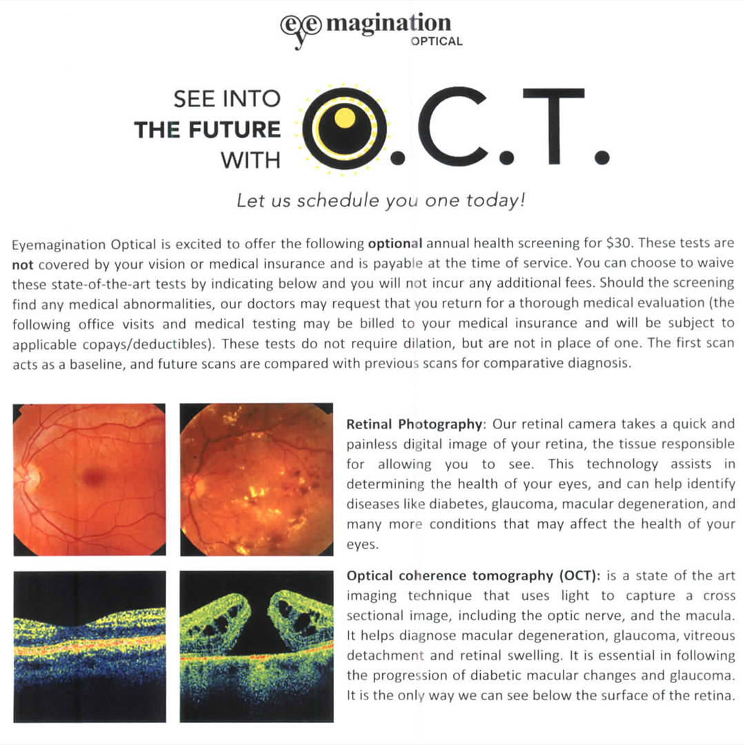 Eyemagination Optical | Comprehensive Eye Exams, Ocular Coherence Tomography and Macular Degeneration Screening